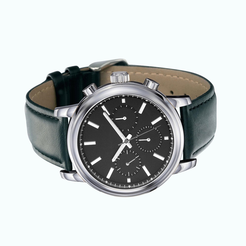 Chronograph Black Dial Men's Watch – Premium Leather Strap Analog Watch
